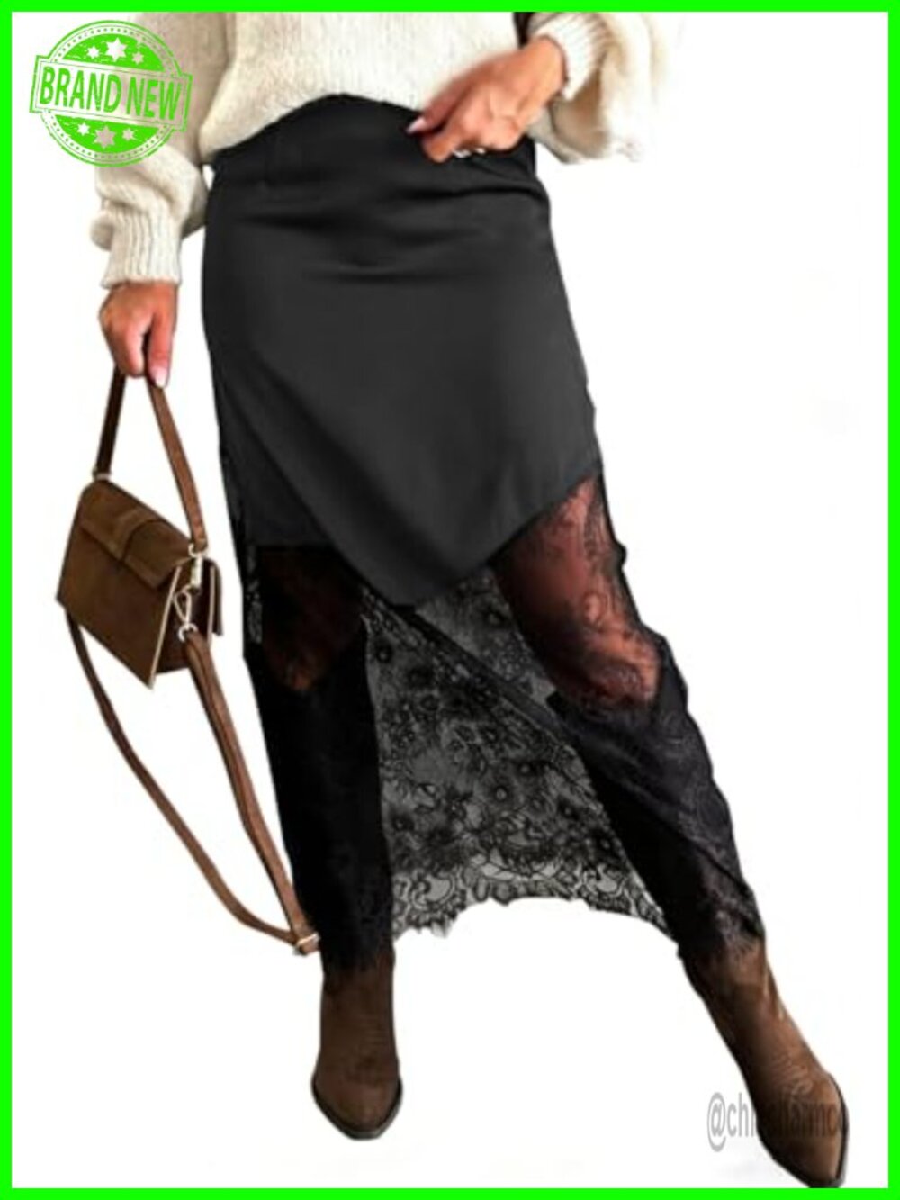 Long Lace Evening Maxi Skirt Silky Satin Elastic Waist A-Line Boho Y2K Party